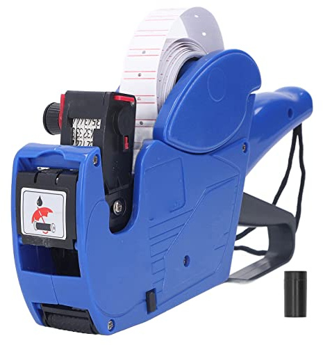 Price Labeling Machine Portable Manual Price Tag Device 8 Marking Digits for Stores Warehouses ABS Material 21x12mm Label Paper Size (Blue)