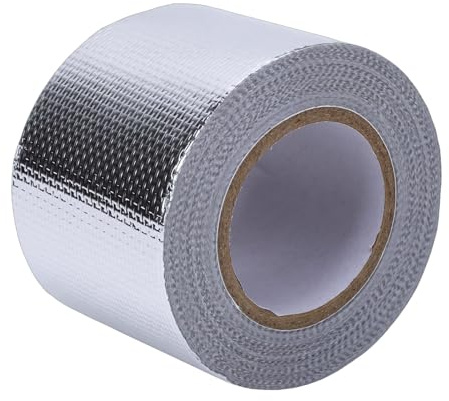 Bonbela Cinta Reflectante de Protección Térmica, Cinta Aislante de Alta Temperatura para Protección contra el Calor Automotriz con Tela de Vidrio Laminado de Poliimida Metalizada, para (Plata)