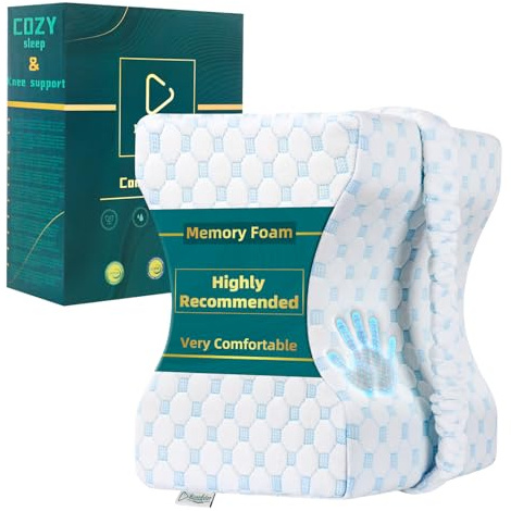Ecosafeter Kniekissen für Seitenschläfer Ergonomisches Beinkissen aus Memory-Schaum Atmungsaktiv Waschbarer Bezug Komfortkissen für Beine Schlafen Reisen Sofa