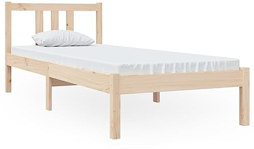 XHNIFBN Massivholzbett Kiefer 75x190 cm ohne Matratze Modernes Design Robuster Bettrahmen für Jugendzimmer Gästezimmer und kleine Räume