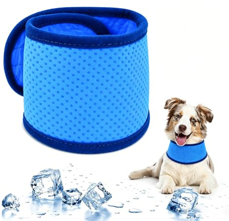Hunde Kühlbandana – Kühlschal für Hunde, Schnellkühlendes Tuch, Eisbandana für Sommer, Hitzeschutz gegen Überhitzung, Verhindert Hitzschlag für Kleine, Mittelgroße & Große Hunde – Blau (M)