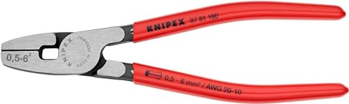 KNIPEX Crimpzange, 97 81 180 | Geeignet für Aderendhülsen mit Fronteinführung mit Kunststoff überzogen 180 mm