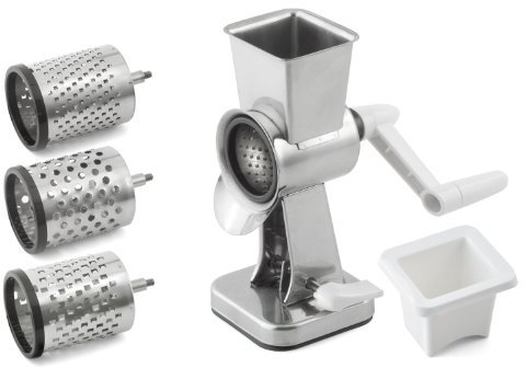 Weis Universalreibe aus Edelstahl mit 3 Einsätzen, Vakuum-Saugfuß, 15083, Silber