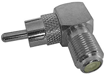 NAC Wire and Cables RCA Male to F Female Right Angle Adapter Coaxial Plug to 90 Degree Silver Connector 1 PC Stereo Cable Audio Video Tool Less Hook-Up