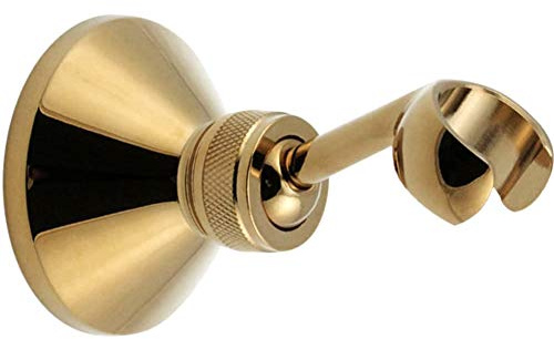 Tinton Life Universal Bathroom Adjustable Shower Head Wall Mount Holder Base Removable Bracket Shower Head Adapter for Kids or Adults(Triangle Titanium Gold)