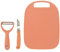 Fackelmann Juego 3 Piezas de Cuchillo, Pelador y Tabla 25.3x18.3 cm, Acero Inoxidable y Mangos de PP, Set para Frutas y Verduras, Herramientas de Cocina Duraderas y Ergonómicas