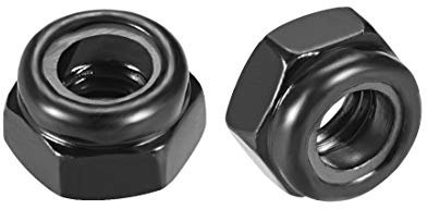sourcing map Hex Lock Nuts - M5 x 0.8mm Carbon Steel Nylon Insert Self-Locking Nuts for Fasteners, 50Pcs Black