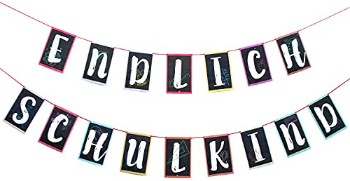 Oblique Unique® Endlich Schulkind Girlande Hänge Deko für Schuleinführung Einschulung Schulanfang Schulstart Dekoration Banner Schule Jungs Mädchen