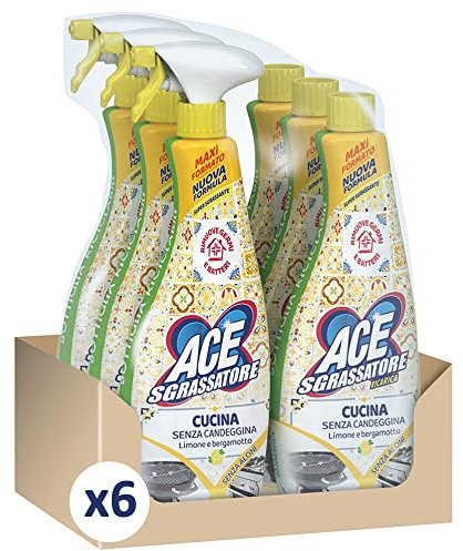 ACE Spray Fettlöser für Küche + Nachfüllpackung, ohne Bleichen, 2 x 800 ml, Karton mit 3 Doppelpackungen