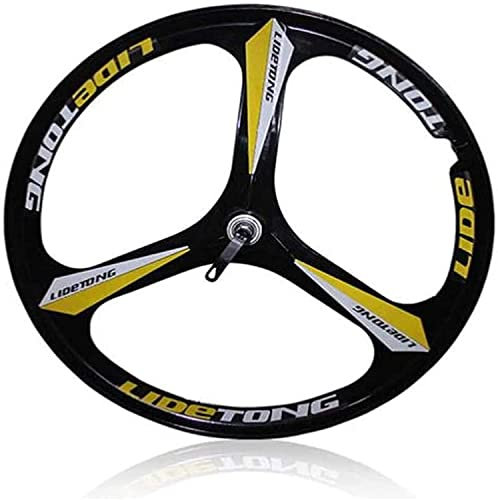 L&WB 26 Zoll Laufrad Vorderrad Fahrrad Fahrrad Laufradsatz, 3-Speichen Mountainbike Integrated Rear Wheel Set Scheibenbremse Magnesiumlegierung Wheel Set,Gelb