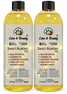Sweet Almond Oil – 100% Pure Certified (500ml) For Skin, Hair, Massage, Nails, Face, Body, Stretch Marks - Skin Care, Carrier Oil - |Vegan|(PACK OF 2)