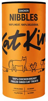 KatKin Chicken Nibbles (50g Tube): 100% Breast Freeze-Dried Cat Treats – Delicious Fresh Chicken; Freeze-Dried to Protect Nutrition; Made in the UK for Cats and Kittens