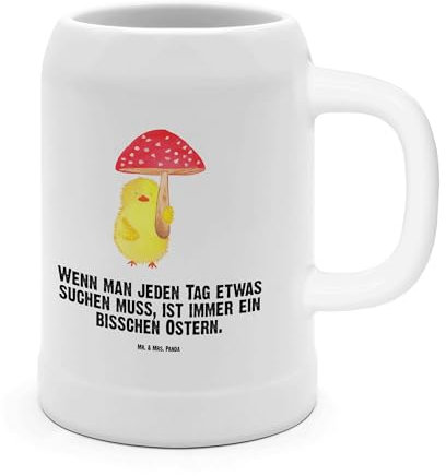 Mr. & Mrs. Panda Bierkrug Küken Fliegenpilz - Ostergeschenke, Osterdeko, Geschenk, Osterdeko, 500ml, Ostergrüße, Ostergeschenke, Bierkrug Steingut,
