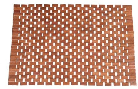 Organizedlife Badematte aus Teakholz, für Dusche, Spa, Sauna, mit rutschfesten Gummifüßen, Badezimmer-Duschvorleger (70 x 50 x 0,8 cm)