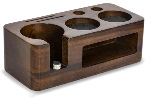 Pevfeciy Espresso Tamperstation 58mm, Tamper Station aus Walnussholz, Tamping Station für Bar, Cafe, Familie,58mm