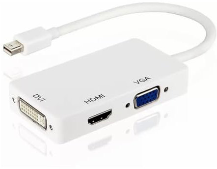 Visiodirect Câble Adaptateur convertisseur Mini Display Port vers HDMI, DVI et VGA pour MacBook, iMac, Surface Pro 1/2/3/4, Thinkpad