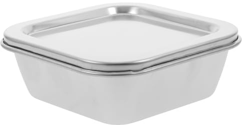 Amosfun Stainless Steel Sample Box 5 Inch Airtight Food Storage Container with Lid for School Canteen and Laboratory Use