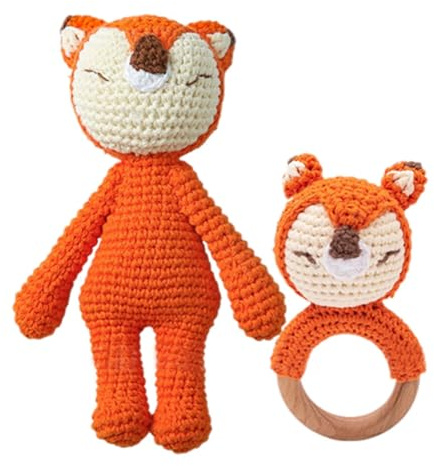Gehäkelte Babyrassel baby Häkeln Holz Greifling Baby handrassel Baby Shaker Rassel Spielzeug Baby Beruhigendes Spielzeug Baby Beißring Holz gehäkelte Baby Rassel Beruhigendes Spielzeug