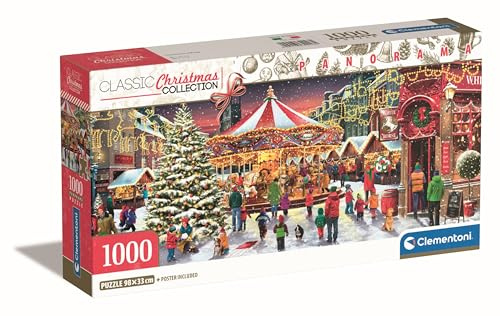 Clementoni Christmas Village pussel – pussel 1 000 bitar vuxna – pussel vuxna i 70 x 50 cm – pussel jul från Clementoni 39928