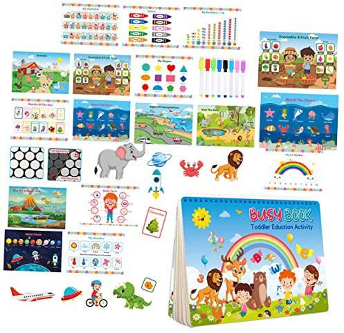 HONMEET Bücher Zur Frühkindlichen Aufklärung Vorschul-stickerbuch Mit Lebendigen Bildern DIY-stickerbuch Für Kinder Lernspielzeug Kreativität Und Feinmotorik