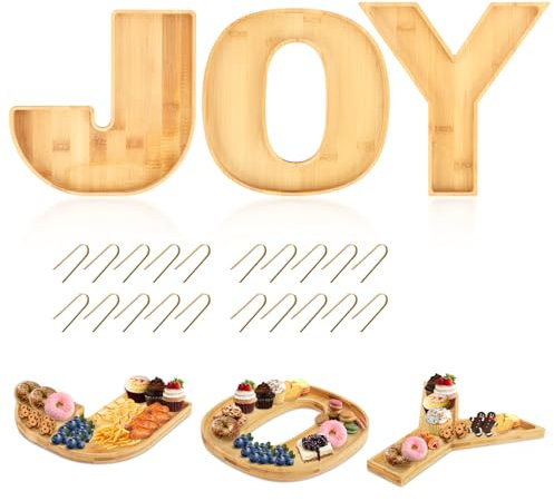 PEUTIER 3stk Weihnachts-Wurstbrett, JOY Weihnachts-Käsebrett mit 20 Holzzangen Servierplatte für Snacks Essgeschirr Kochgeschirr für Zuhause Küche Weihnachten Party Süßigkeiten Kekse Snacks