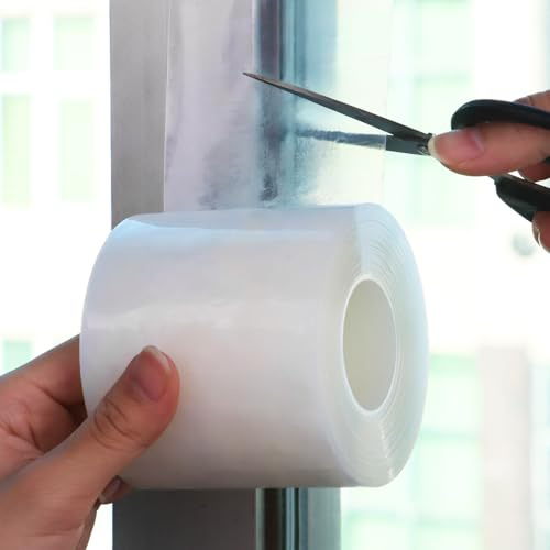 Transparent Window Insulation for Winter Weather Sealing Tape 3 Inch x 35 Yards Weather Stripping Residue Free Clear Window Draft Isolation Sealing Film Tape for Doors Windows and Shower Glass Gaps