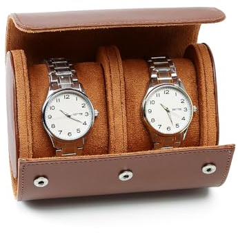 HATOFES Boîte à montres pour homme – Étui enroulable en cuir PU luxe vintage avec 1 fente de rangement pour montres amovibles