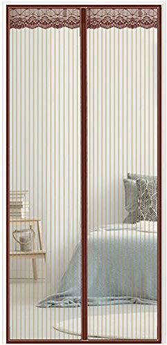 Magnetische Fliegengittertür, 71,1 x 231,1 cm, hält Cts draußen, sofortige Fliegengittertür für Balkon/Terrasse, Braun, passend für Türgrößen bis zu 70 x 230 cm