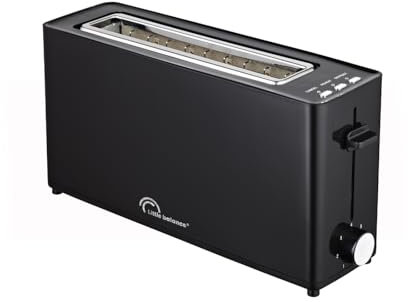 LITTLE BALANCE 8828 Happy Toast, Grille pain Toaster, 1 longue fente, 1 tranche baguette, Thermostat 7 positions, Décongélation, Tiroir Ramasse-miettes, 900 W, Noir