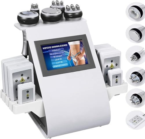 JIANGYUXINLI 6 in 1 Macchina per Cavitazione,40K Anticellulite Macchinario Massaggiatore Cellulite Rassodanti e Tonificanti per Il Corpo Massaggiatore per Cellulite,per Braccia, Vita, Coscia, Anca e