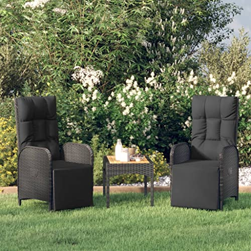 QZZCED Garten-Relaxsessel mit Kissen 2 STK. Poly Rattan Schwarz Balkonstühle Gartenmöbel für Schwimmbäder