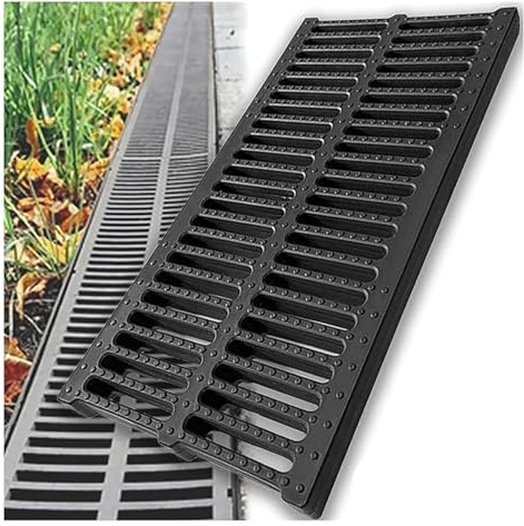 Copertura rettangolare nera per griglia di drenaggio, antiscivolo, facile da installare e tagliare, protezione durevole per grondaie, garage, parcheggio e uso esterno