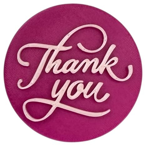 'Thank You' Embosser Stamp for Icing Fondant Cupcake Cake Decoration Frosting Sugar Paste Cookie Baking 6 cm Diameter (Pattern 1)