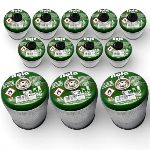 NOLA 450g Gaskartusche mit Schraubventil – Propan-/Butan Gas Kartusche EN417 – Ventilkartusche für Campingkocher, Gaskocher & Gasgrill – Outdoor Campinggas Schraubkartusche (24, Weiß)