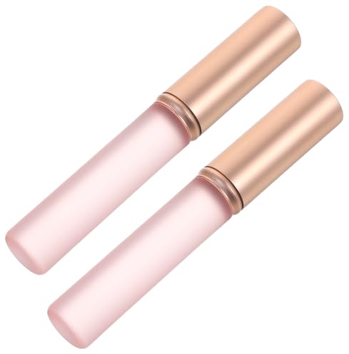 Pennello per Rossetto Marrone 2 Pezzi in Alluminio e Silicone | Formato Tascabile, per Viaggio e Uso All'aperto, Confortevole da Impugnare per Principianti e Appassionate