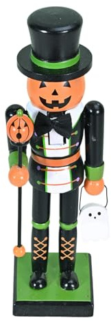 Figurine de casse-noisette - 25 cm - Statue d'Halloween en bois - Personnage effrayant et peint à la main - Figurine classique debout - Sac de goody Bag - Figurine de vacances - Figurine pour manteau