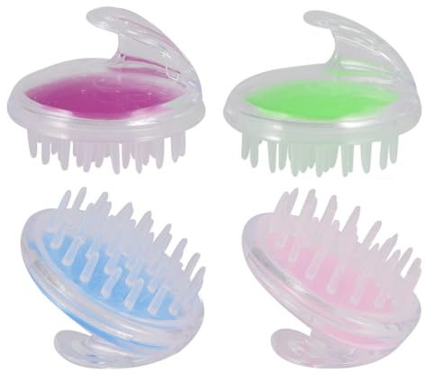 minkissy 4 STÜCKE Teiliges Kopfhaut Massagebürsten Weiche Haarwaschbürste Effektive Reinigung und Entspannung für Damen und Herren Salon Heimgebrauch Transparent Farbig