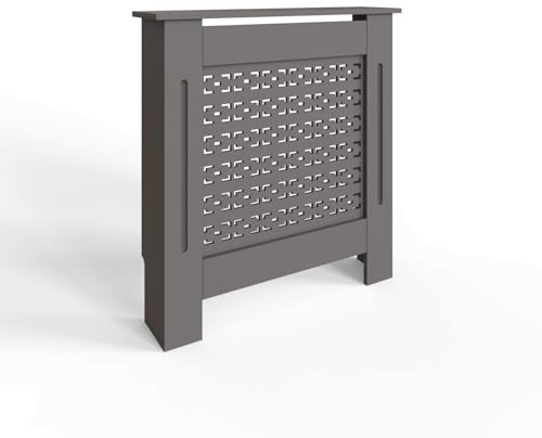 FWStyle Grey Geometric Small Radiator Cover Shelf Cabinet 82.3 x 78 x 19cm