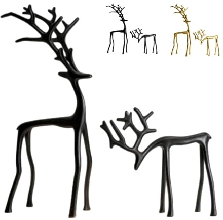 Shuoyy Generisch Rentier Metall Weihnachtsdeko Set Modern Rentier Weihnachtsdeko Fensterbank Deko Hirsch Figur Weihnachten Deko Innen für Wohnzimmer, Schlafzimmer und Büro