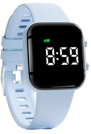 e-vibra Vibrating Alarm Watch, Potty Training Wristband Rechargeable Pill Reminder Watch with Timer and 15 Daily Alarms (Light Blue)