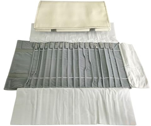 ZythrXLate Sac rouleau pour ranger les bijoux Organiseur de bijoux voyage en cuir, étui à pliable for bracelets, colliers, sac rangement for, sacs(Gray)