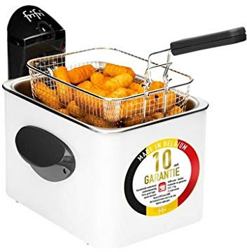 Friteuse Frifri F1905B-DUO - 3200W double filtration blanche de 3,5L pour 1 Kg de frites avec cuve en acier inoxydable