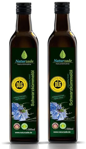 Naturzade Schwarzkümmelöl 1000ml Ungefiltert Glasflasche (2 x 500ml), kaltgepresst, direkt vom Hersteller
