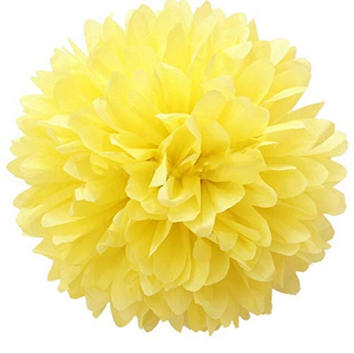 JZK 10 x Amarillo Pompones papel 25cm pom poms ponpon pompom para decoración boda cumpleaños fiesta navidad víspera, pompón decorativo de fiesta, decoración de dormitorio para niñas