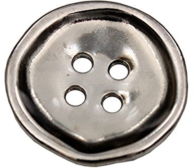 Hartmann-Knöpfe 6 Stück, silbern glänzende 4-Loch Knöpfe, die mit ihrer unperfekten Form bestechen, in 4 Größen erhältlich (6 Stück) (17mm)