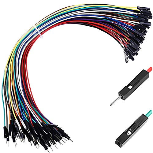 Breadboard Jumper Wires Male to Female 12'' Length 0.1'' Square Head 100-Pack 10 Colors 24AWG by Hellotronics (30CM, 1P M/F)