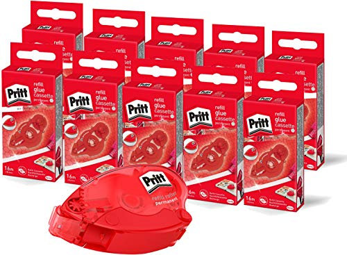 Pritt ZRXPH Kleberoller Refillkassette, permanent, Bandlänge: 16 m, Bandbreite 8.4 mm, 10 Stück (Promo Pack inklusive extra Kleberoller)