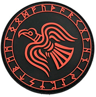 Odin Rabe Rot Rüstung Viking Wikingers PVC Airsoft Paintball Klett Emblem Abzeichen Patch