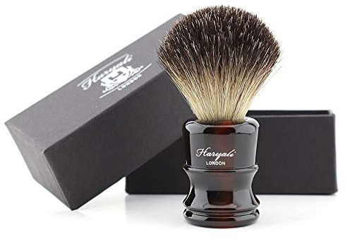 Haryali London - Pennello da barba da uomo, con setole di tasso nero puro, con manico in resina, per barba, baffi e peli del viso, ideale come regalo per gli uomini