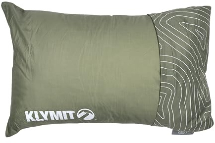 Klymit Drift Campingkissen, geschreddertes Memory-Schaum-Reisekissen mit wendbarem Bezug für den Außenbereich, Grün, groß